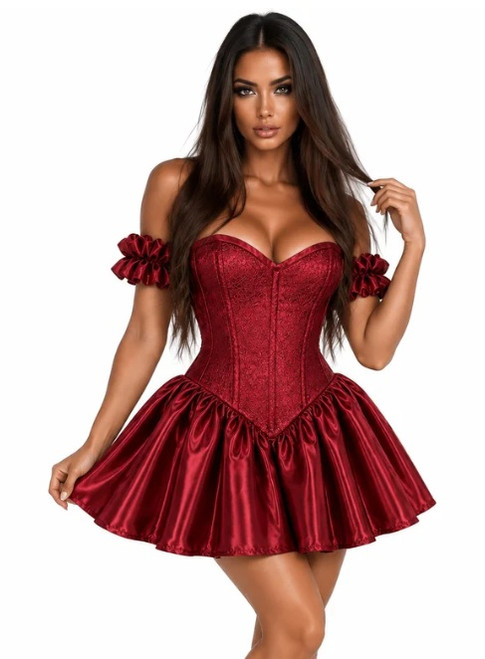 Daisy Corsets Dark Red Brocade Corset Dress