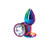 Rear Assets Multi-Color Aluminum Anal Plug with Round Clear Gem