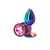 Rear Assets Multi-Color Aluminum Anal Plug with Round Pink Gem