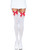 White Opaque Over the Knee Thigh Highs with Red Bow