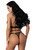 Lust Fetish Double Crossed Nadia Black Halter Top and Thong Set