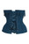 Daisy Corsets Blue Suede Under Bust Corset with Fringe