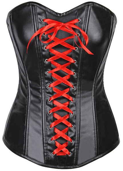 Lavish Wet Look Faux Leather Lace Up Over Bust Corset by Daisy Corsets