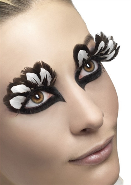 Brown and White Feather Eyelashes