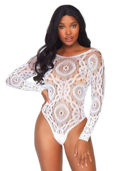 White Crochet Lace Teddy by Leg Avenue