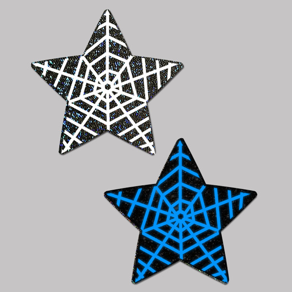 Pastease Glow In The Dark Black Star Spiderweb Nipple Pasties