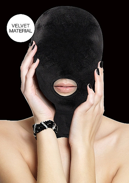 Shots Ouch! Black Velvet and Velcro Mask with Mouth Opening