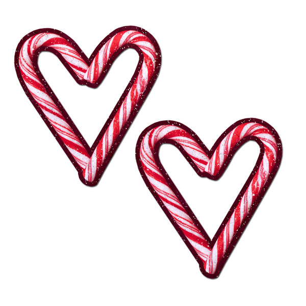 Pastease Christmas Candy Cane Heart Peek A Boob Nipple Pasties