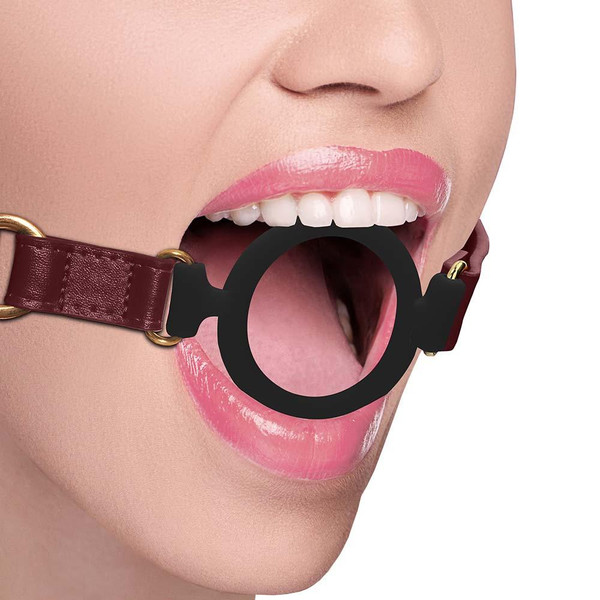 Shots Ouch! Halo Silicone Ring Gag-Burgundy