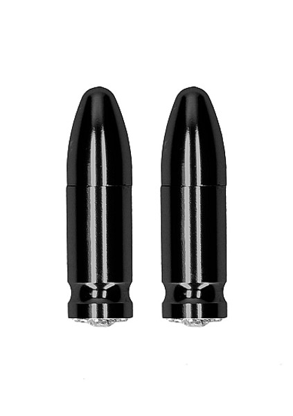 Shots Ouch! Diamond Bullet Magnetic Nipple Clamps-Black