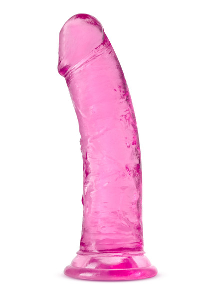 B Yours Plus Roar N Ride 8 Inch Transparent Dildo-Pink