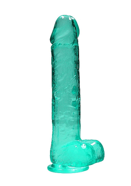 RealRock Crystal Clear Realistic 10 Inch Dildo by Shots-Turquoise