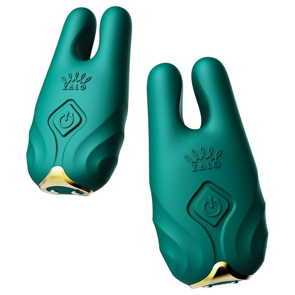 Zalo Nave Vibrating Nipple Clamps-Turquoise Green