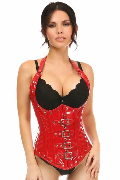 Red Top Drawer Steel Boned Underbust Patent Corset Top by Daisy Corsets