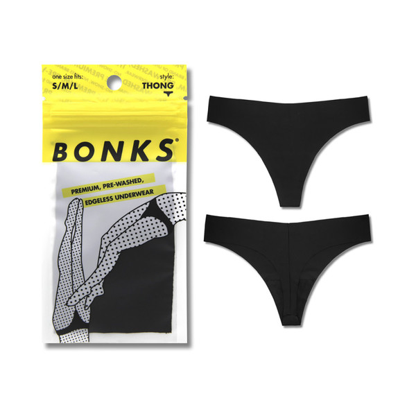 Bonks Black Magic Classic Thong Packaged Emergency Underwear-Black Magic