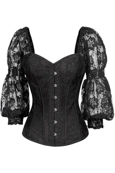 Top Drawer Black Lace Long Sleeve Corset Top by Daisy Corsets