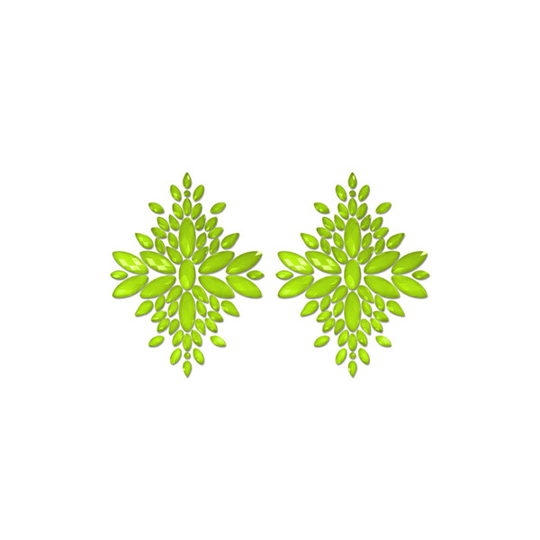 Fashion Pasties Set Neon Green Crystal Pasties by Fantasy Lingerie
