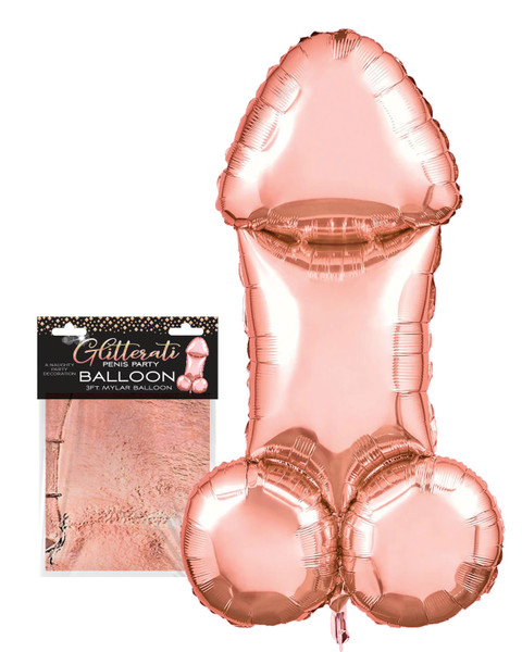 Glitterati Penis Party Rose Gold Mylar Balloon
