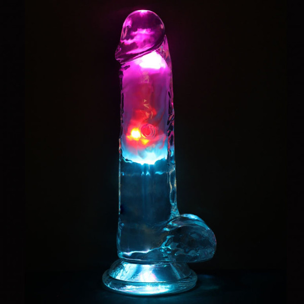 RealRock LED Lights Vibrating 7 Inch Dildo With Balls