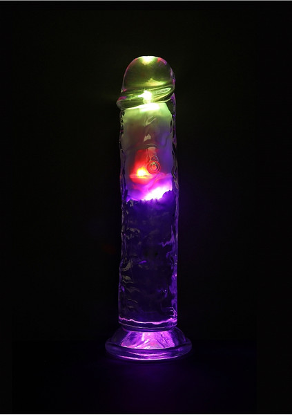 RealRock LED Lights Vibrating 8 Inch Dildo No Balls