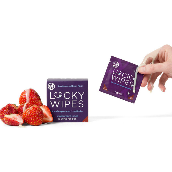 Lucky Wipes Strawberries and Cream Flavored Wipes for Men 10-Pack