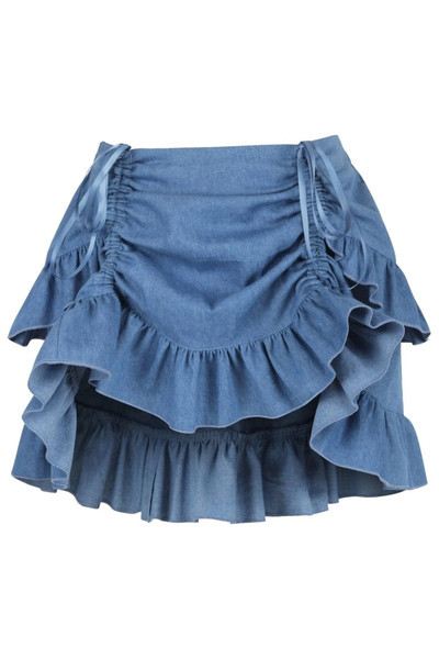 Daisy Corsets Blue Denim Ruched Skirt