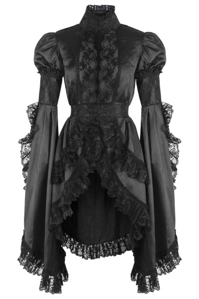 Daisy Corsets Black Satin and Lace Ruffled Jacket