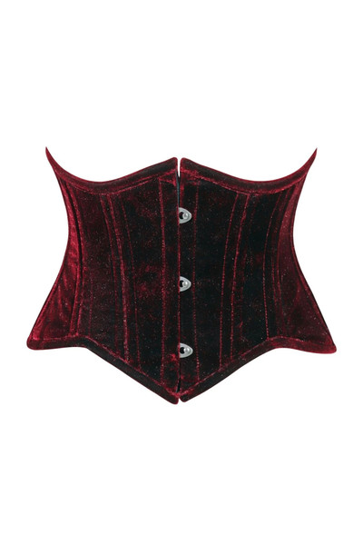 Daisy Corsets Dark Red Velvet Mini Cincher Underbust Corset