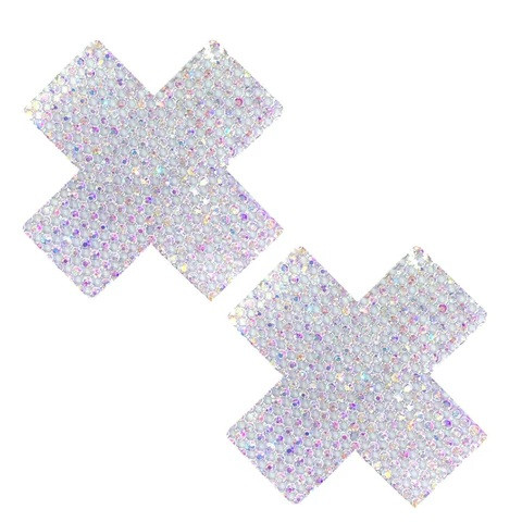 Super Bling Iridescent Crystal Jewel X Factor Nipple Cover Pasties