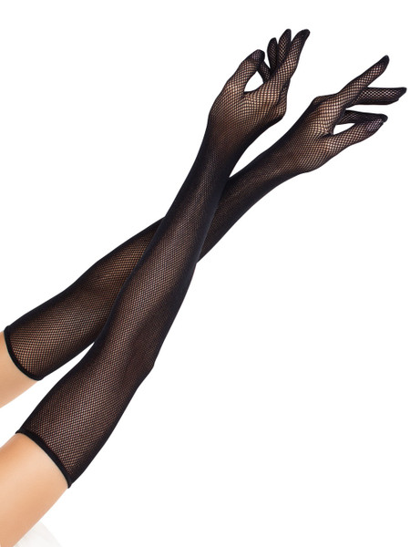 Black Fishnet Opera Length Gloves