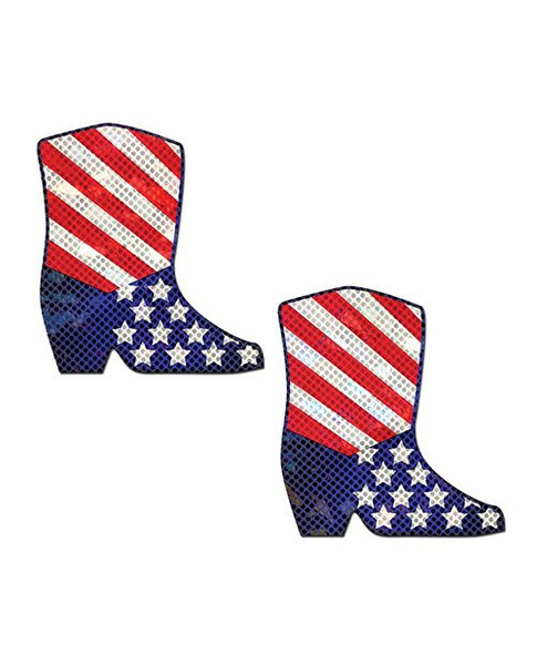 Pastease Sparkling Stars and Strips USA Cowboy Boot Nipple Pasties