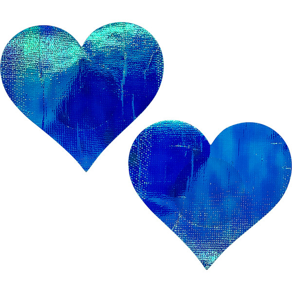 Blue Hologram Heart Shape Pasties