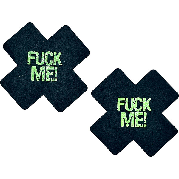 Black X Shape Fuck Me Glow In The Dark Pasties