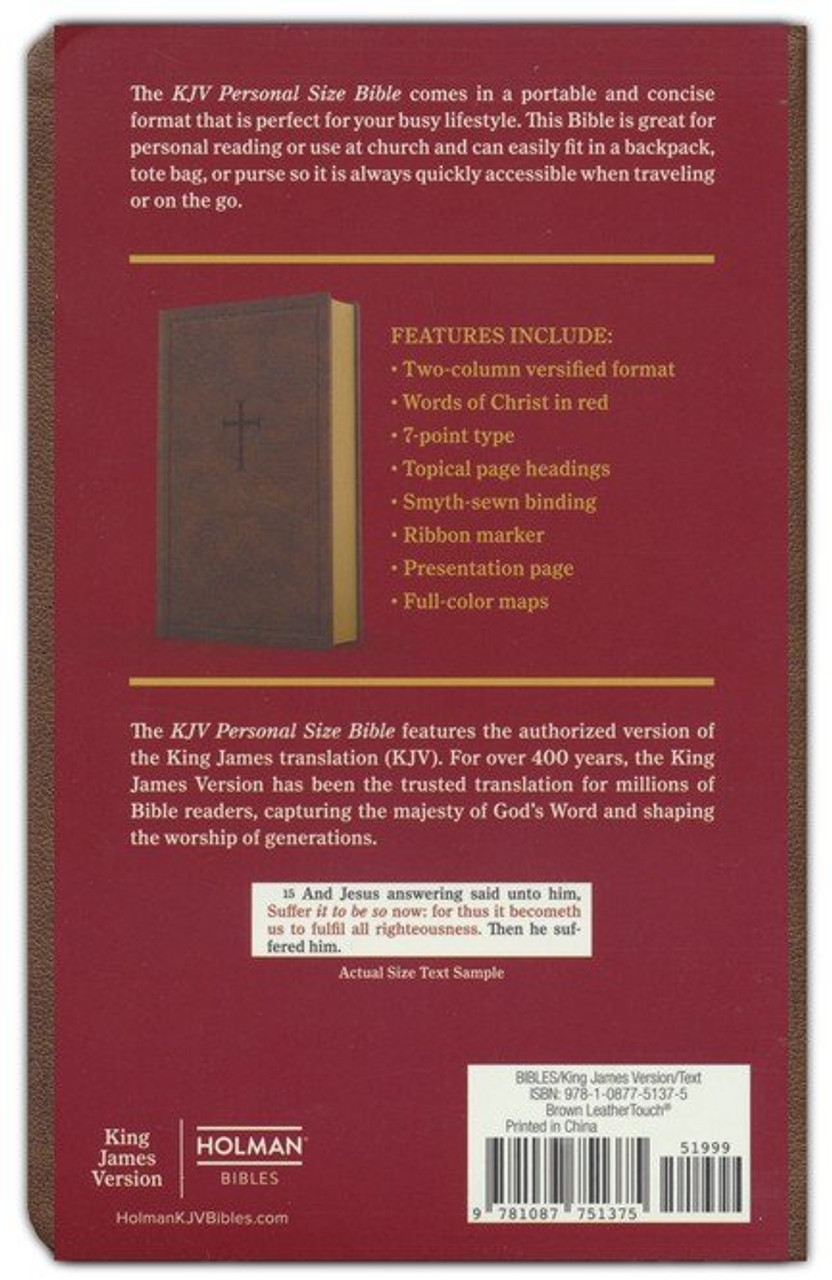 KJV Personal Size Bible, Brown LeatherTouch - GoodSeed North
