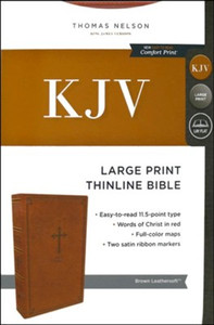 KJV, Thinline Bible, Large Print, Leathersoft, Brown, Comfort Print KJV, Thinline Bible, Large Print, Leathersoft, Brown, Comfort Print