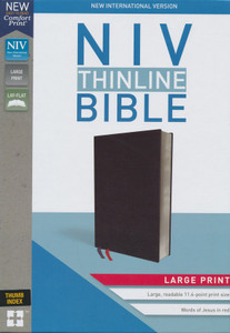 NIV Thinline Bible Large Print Black, Bonded Leather, Indexed