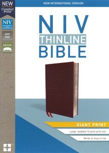 NIV, Thinline Bible, Giant Print, Bonded Leather, Burgundy, Red Letter, Comfort Print Bonded Leather NIV, Thinline Bible, Giant Print, Bonded Leather, Burgundy, Red Letter, Comfort Print Bonded Leather