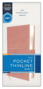 NIV Pocket Thinline Bible, Leathersoft, Snap Closure, Red Letter, Pink
