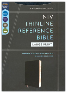 NIV, Thinline Reference Bible, Large Print, Bonded Leather, Black, Red Letter, Comfort Print