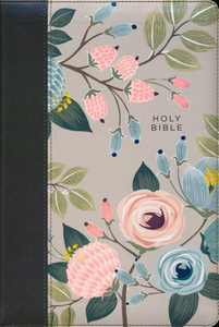 NIV, Thinline Bible, Large Print, Leathersoft, Floral, Zippered, Red Letter, Comfort Print