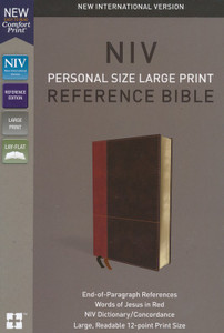 NIV, Personal Size Reference Bible, Large Print, Leathersoft, Tan/Brown, Red Letter, Comfort Print
