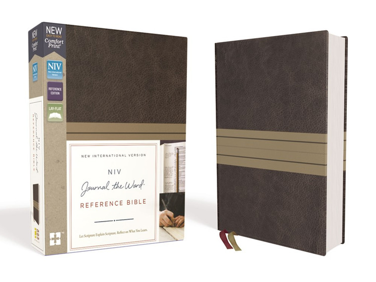 NIV, Journal the Word Reference Bible, Leathersoft, Brown/Tan, Red Letter Edition, Comfort Print: Let Scripture Explain Scripture. Reflect on What You Learn.(Special edition)