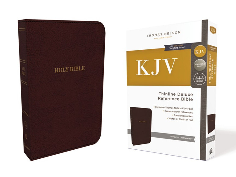 KJV, Deluxe Thinline Reference Bible, Leathersoft, Burgundy, Thumb Indexed, Red Letter Edition, Comfort Print