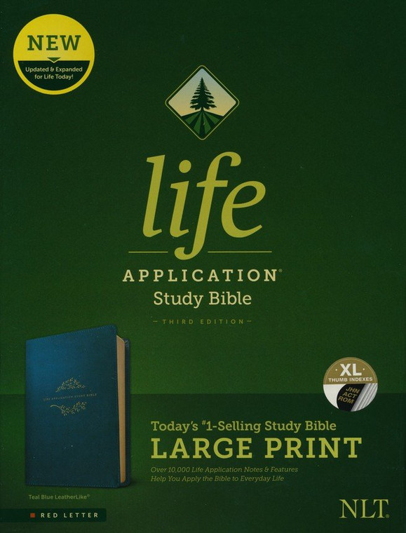 NLT Life Application Study Bible, Third Edition, Large Print, LeatherLike, Teal Blue, Indexed, Red Letter NLT Life Application Study Bible, Third Edition, Large Print, LeatherLike, Teal Blue, Indexed, Red Letter
