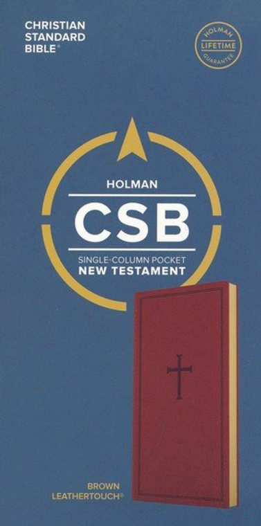 CSB Single-Column Pocket New Testament--soft leather-look, brown