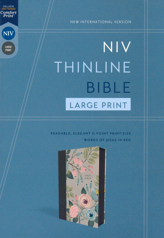 NIV, Thinline Bible, Large Print, Leathersoft, Floral, Zippered, Red Letter, Comfort Print