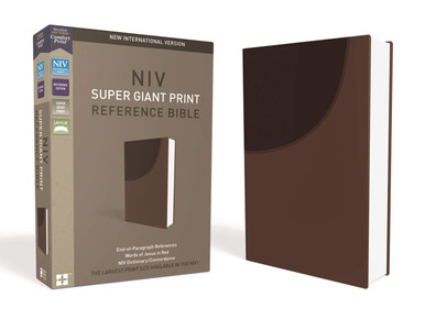 NIV, Super Giant Print Reference Bible, Leathersoft, Brown, Red