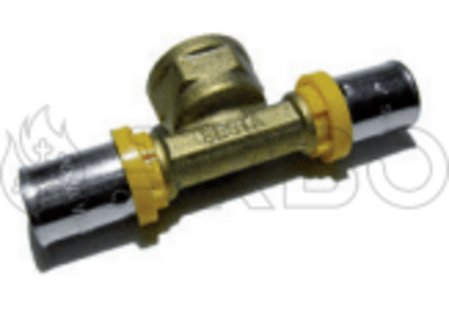 RACCORDO A TEE FEMMINA MULTISTRATO PEX-ALP PER GAS 20X1/2X20 - GPEXTF201/220