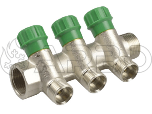 COLLETTORE A 3 VIE CON RUBINETTO. ATTACCO DA 1" E 3/4" - COLLETRUB31