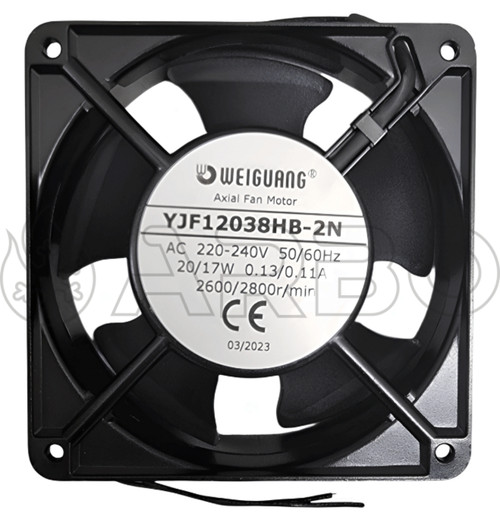 VENTILATORE COMPATTO 120X120H38. TENSIONE 220V. FREQUENZA 50/60HZ. - YJF12038HB